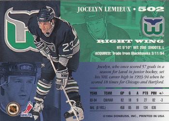 1994-95 Leaf #502 Jocelyn Lemieux Back
