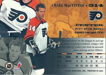 1994-95 Leaf #514 Craig MacTavish Back