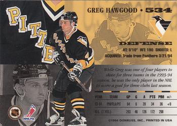 1994-95 Leaf #534 Greg Hawgood Back