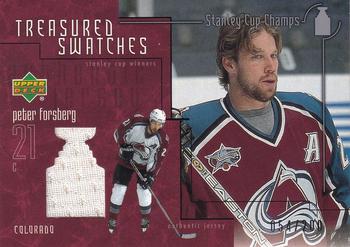 2001-02 Upper Deck Stanley Cup Champs - Treasured Swatches #T-PF Peter Forsberg Front