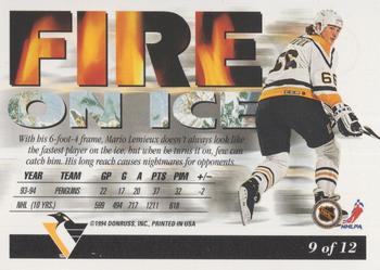 1994-95 Leaf - Fire On Ice #9 Mario Lemieux Back