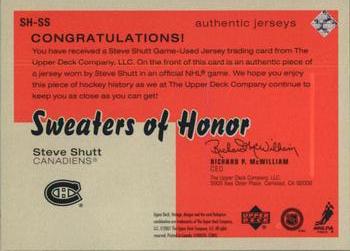 2001-02 Upper Deck Vintage - Sweaters of Honor #SH-SS Steve Shutt Back