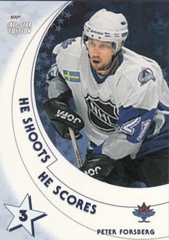 2002-03 Be a Player All-Star Edition - He Shoots-He Scores Points #NNO Peter Forsberg Front