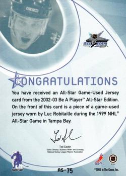 2002-03 Be a Player All-Star Edition - Jerseys #AS-75 Luc Robitaille Back