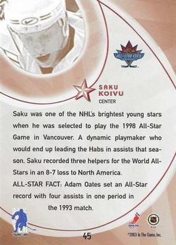 2002-03 Be a Player All-Star Edition - NHL All-Star Game #45 Saku Koivu Back