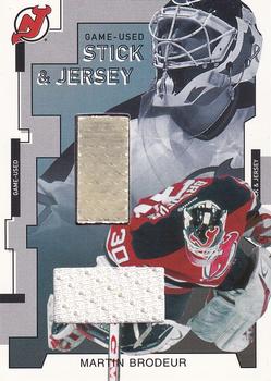 2002-03 Be a Player Between the Pipes - Game-Used Stick and Jersey #GSJ-18 Martin Brodeur Front