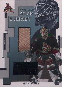 2002-03 Be a Player Between the Pipes - Game-Used Stick and Jersey #GSJ-29 Sean Burke Front
