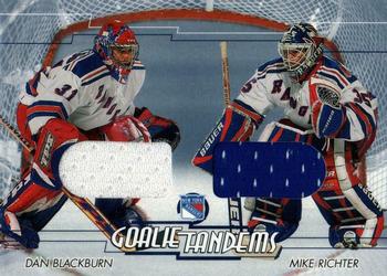 2002-03 Be a Player Between the Pipes - Goalie Tandems #GT-1 Mike Richter / Dan Blackburn Front