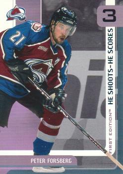 2002-03 Be a Player First Edition - He Shoots-He Scores Points #NNO Peter Forsberg Front