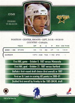 2002-03 Be a Player First Edition - NHL All-Star Game #058 Pierre Turgeon Back