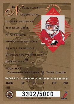 1994-95 Leaf Limited - World Juniors Canada #1 Nolan Baumgartner Back