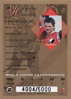 1994-95 Leaf Limited - World Juniors Canada #4 Todd Harvey Back