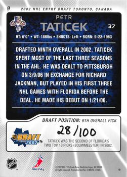 2002-03 Be a Player Memorabilia - Draft Redemption Exchange #9 Petr Taticek Back