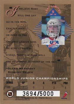 1994-95 Leaf Limited - World Juniors USA #5 Rory Fitzpatrick Back