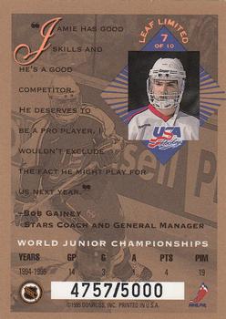 1994-95 Leaf Limited - World Juniors USA #7 Jamie Langenbrunner Back