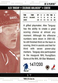 2002-03 Be a Player Memorabilia - Ruby #17 Alex Tanguay Back