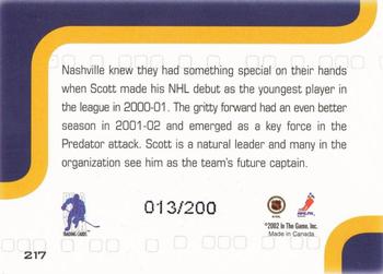 2002-03 Be a Player Memorabilia - Ruby #217 Scott Hartnell Back