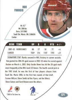 2002-03 Be a Player Signature Series - Atlantic City National #171 Ron Francis Back