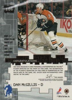 2002-03 Be a Player Signature Series - Autograph Buybacks 1999-00 #186 Dan McGillis Back