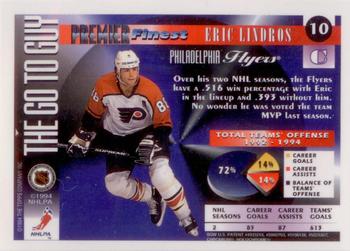 1994-95 Topps Premier - Finest The Go To Guy #10 Eric Lindros Back