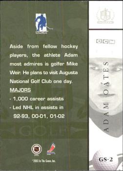 2002-03 Be a Player Signature Series - Golf #GS-2 Adam Oates Back