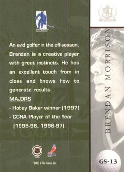 2002-03 Be a Player Signature Series - Golf #GS-13 Brendan Morrison Back
