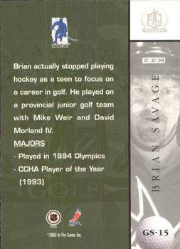 2002-03 Be a Player Signature Series - Golf #GS-15 Brian Savage Back