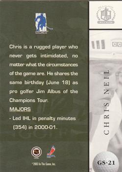 2002-03 Be a Player Signature Series - Golf #GS-21 Chris Neil Back
