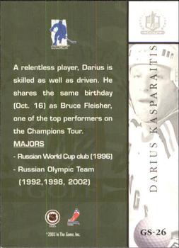 2002-03 Be a Player Signature Series - Golf #GS-26 Darius Kasparaitis Back