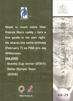 2002-03 Be a Player Signature Series - Golf #GS-29 David Aebischer Back