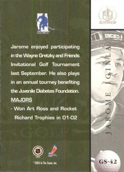 2002-03 Be a Player Signature Series - Golf #GS-42 Jarome Iginla Back