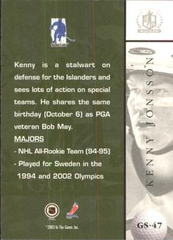 2002-03 Be a Player Signature Series - Golf #GS-47 Kenny Jonsson Back