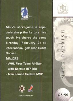 2002-03 Be a Player Signature Series - Golf #GS-50 Mark Parrish Back
