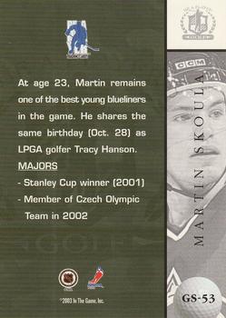 2002-03 Be a Player Signature Series - Golf #GS-53 Martin Skoula Back