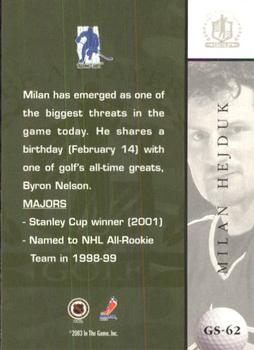 2002-03 Be a Player Signature Series - Golf #GS-62 Milan Hejduk Back