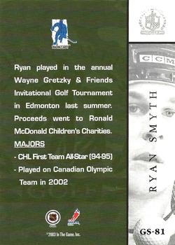 2002-03 Be a Player Signature Series - Golf #GS-81 Ryan Smyth Back