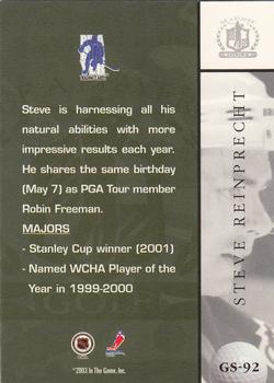 2002-03 Be a Player Signature Series - Golf #GS-92 Steven Reinprecht Back