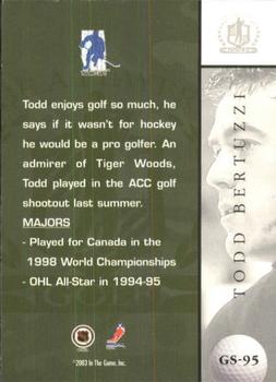 2002-03 Be a Player Signature Series - Golf #GS-95 Todd Bertuzzi Back