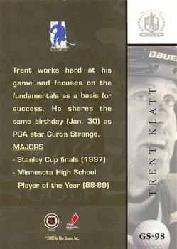 2002-03 Be a Player Signature Series - Golf #GS-98 Trent Klatt Back