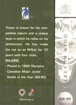 2002-03 Be a Player Signature Series - Golf #GS-99 Trevor Kidd Back