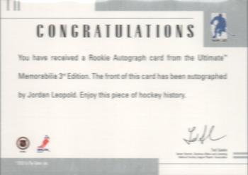 2002-03 Be a Player Ultimate Memorabilia - Autographs #NNO Jordan Leopold Back