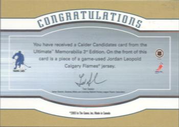 2002-03 Be a Player Ultimate Memorabilia - Calder Candidates #NNO Jordan Leopold Back