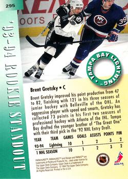 1994-95 Parkhurst #295 Brent Gretzky Back