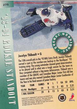 1994-95 Parkhurst #275 Jocelyn Thibault Back