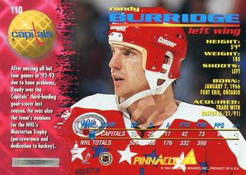 1994-95 Pinnacle #110 Randy Burridge Back