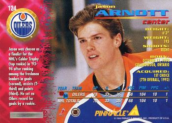 1994-95 Pinnacle #124 Jason Arnott Back