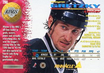 1994-95 Pinnacle #200 Wayne Gretzky Back