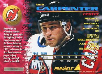 1994-95 Pinnacle #201 Bob Carpenter Back