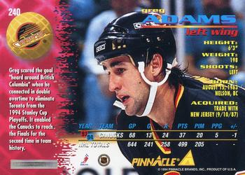 1994-95 Pinnacle #240 Greg Adams Back