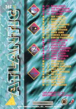 1994-95 Pinnacle #267 Atlantic Division Checklist Back